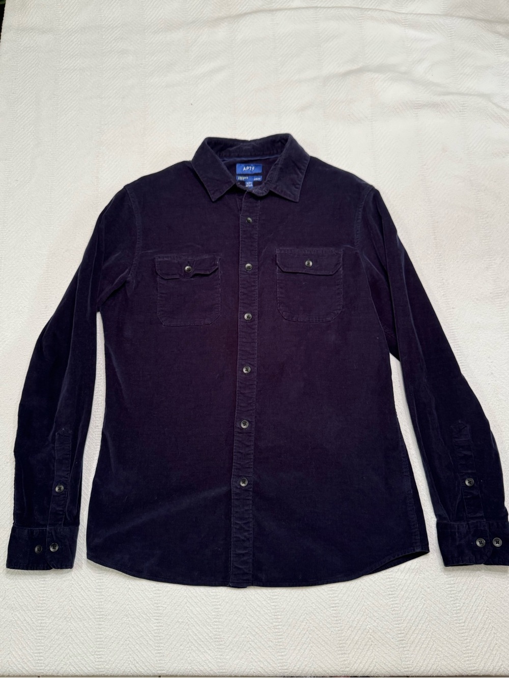 Apt. 9 Men’s Dark Navy Corduroy Button-Down Shirt with Chest Pockets